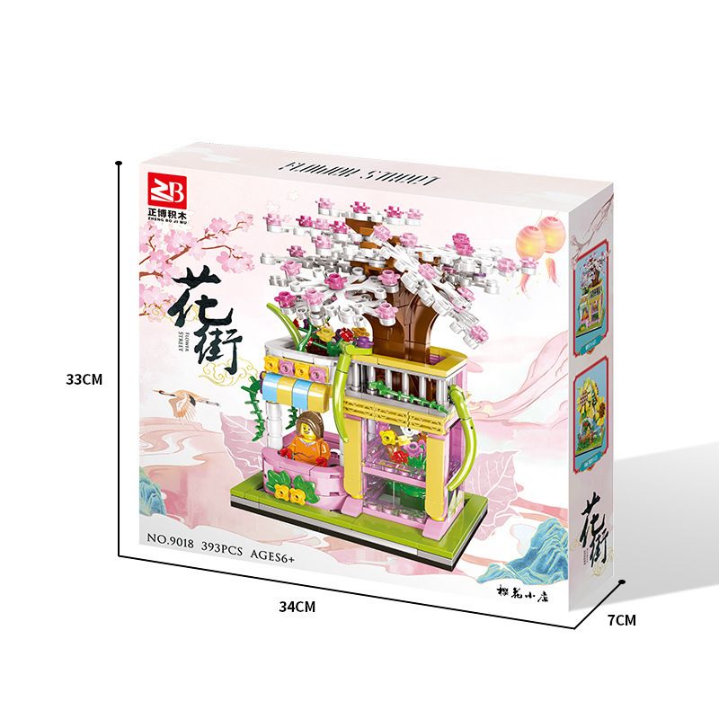 FAIR 9018 non Lego CỬA HÀNG HOA ANH ĐÀO bộ đồ chơi xếp lắp ráp ghép mô hình 393 khối