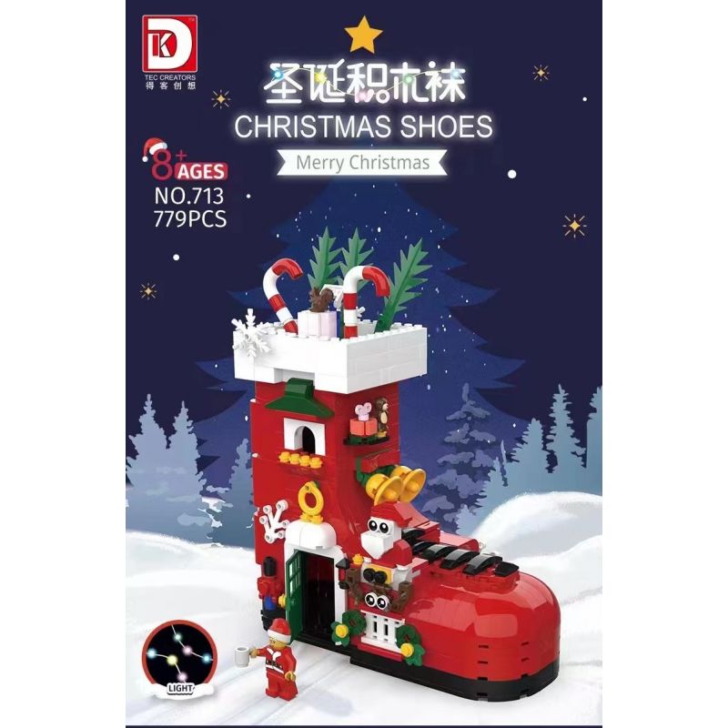 DK 713 non  TẤT GIÁNG SINH bộ đồ chơi xếp lắp ráp ghép mô hình Christmas CHRISTMAS SHOES 779 khối