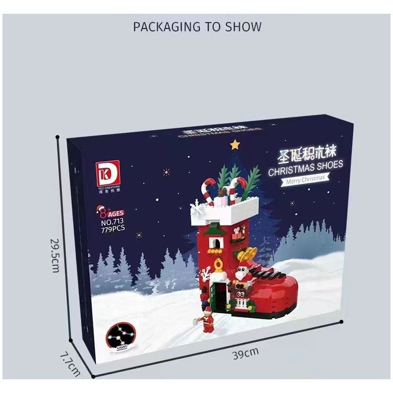 DK 713 non  TẤT GIÁNG SINH bộ đồ chơi xếp lắp ráp ghép mô hình Christmas CHRISTMAS SHOES 779 khối