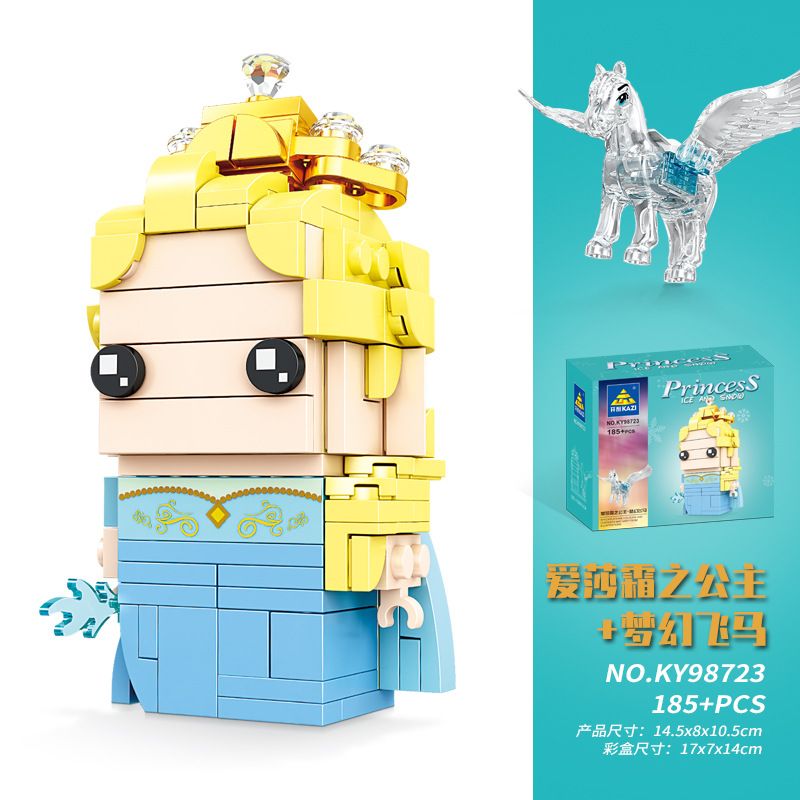 Kazi KY98723 98723 non Lego CÔNG CHÚA BĂNG GIÁ ELSA VÀ NGỰA THIÊN MÃ bộ đồ chơi xếp lắp ráp ghép mô hình Brickheadz Nhân Vật Đầu To 185 khối