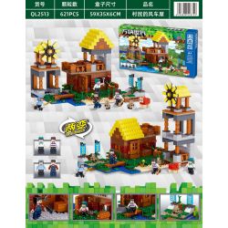 ZHEGAO QL2513 2513 non  NGÔI NHÀ CỐI XAY GIÓ CỦA DÂN LÀNG bộ đồ chơi xếp lắp ráp ghép mô hình Minecraft CUBE WORLD Game Xây Dựng 621 khối