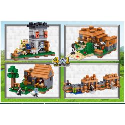 ZHEGAO QL2507 2507 non  VÙNG ĐẤT THẦN THOẠI bộ đồ chơi xếp lắp ráp ghép mô hình Minecraft CUBE WORLD Game Xây Dựng 1187 khối