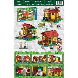 ZHEGAO QL2503 2503 non  TÚP LỀU CỦA NGƯ DÂN bộ đồ chơi xếp lắp ráp ghép mô hình Minecraft CUBE WORLD Game Xây Dựng 399 khối