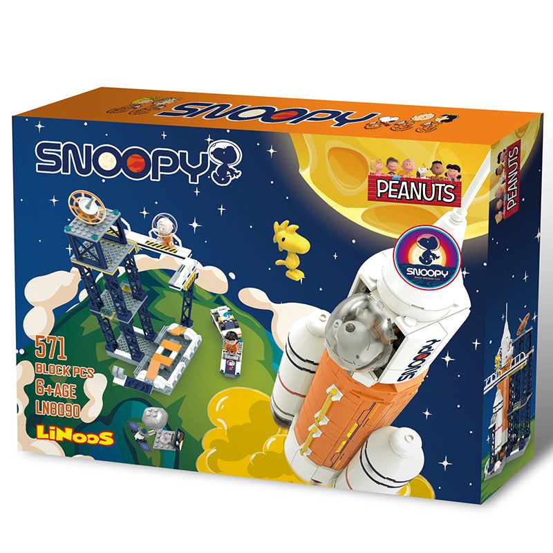 LINOOS LN8090 8090 non  TÊN LỬA bộ đồ chơi xếp lắp ráp ghép mô hình SNOOPY 571 khối