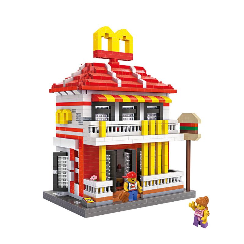 LOZ 9035 non Lego TÒA NHÀ HÀNG THỨC ĂN NHANH MAK KEE bộ đồ chơi xếp lắp ráp ghép mô hình Creator Sáng Tạo