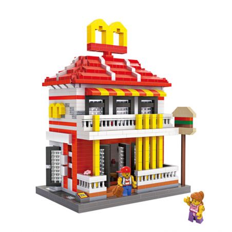 LOZ 9035 non  TÒA NHÀ HÀNG THỨC ĂN NHANH MAK KEE bộ đồ chơi xếp lắp ráp ghép mô hình Creator Sáng Tạo