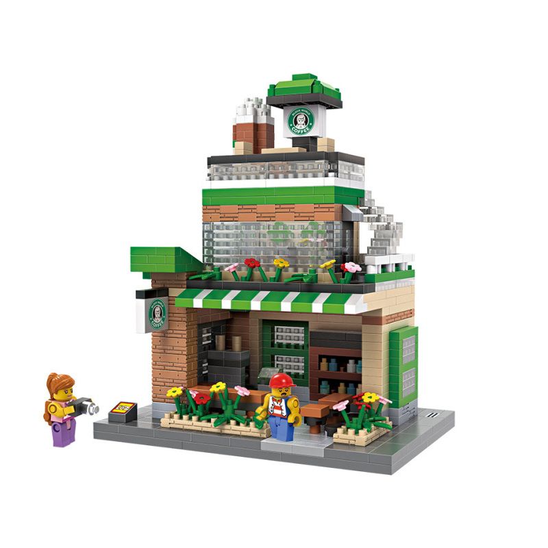 LOZ 9034 non Lego TÒA NHÀ QUÁN CÀ PHÊ bộ đồ chơi xếp lắp ráp ghép mô hình Creator Sáng Tạo