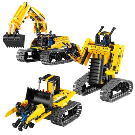 IM.MASTER QIHUI 8037 non  MÁY XÚC XÂY DỰNG 3IN1 bộ đồ chơi xếp lắp ráp ghép mô hình  Kỹ Thuật Công Nghệ Cao Mô Hình Phương Tiện 516 khối