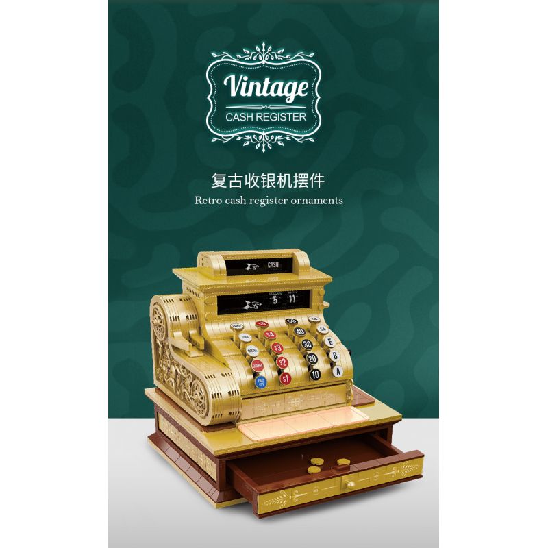 ZHEGAO 00387 non  MÁY TÍNH TIỀN CỔ ĐIỂN bộ đồ chơi xếp lắp ráp ghép mô hình Creator Expert VINTAGE CASH REGISTER Chuyên Gia Sáng Tạo 1630 khối