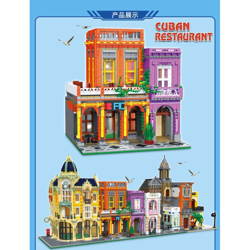 ZHEGAO DZ6022 6022 non  NHÀ HÀNG CUBA bộ đồ chơi xếp lắp ráp ghép mô hình Modular Buildings CUBAN RESTAURANT Mô Hình Nhà Cửa 2279 khối