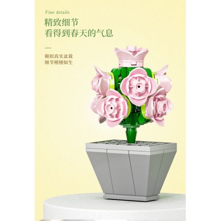 XIANG JUN 10975 non  SHOP HOA CÂY CẢNH 6 LOẠI CHẬU MỌNG NƯỚC THIÊN THẦN TUYẾT CÚC NGỌC BÍCH TIÊN LINGBO BƯỚM TÍM NỤ TẦM XUÂN SAN HÔ JI bộ đồ chơi xếp lắp ráp ghép mô hình Creator Sáng Tạo