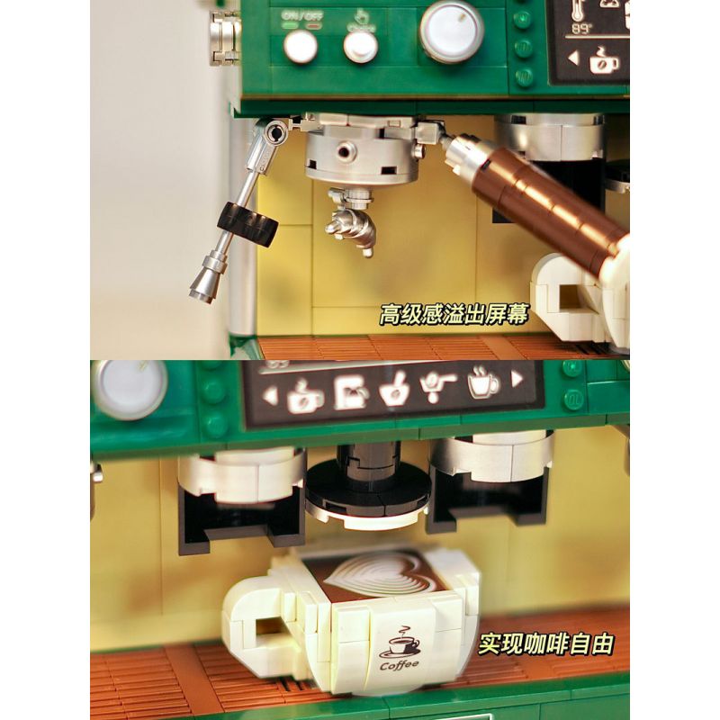 ZHEGAO DZ6017 6017 non  MÁY PHA CÀ PHÊ ĐÔI bộ đồ chơi xếp lắp ráp ghép mô hình Creator COFFEE MACHINE Sáng Tạo 928 khối