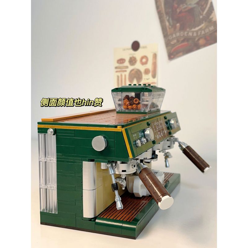 ZHEGAO DZ6017 6017 non  MÁY PHA CÀ PHÊ ĐÔI bộ đồ chơi xếp lắp ráp ghép mô hình Creator COFFEE MACHINE Sáng Tạo 928 khối