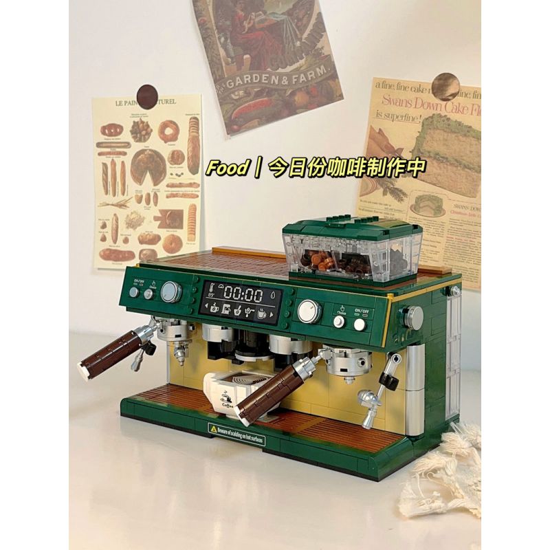 ZHEGAO DZ6017 6017 non  MÁY PHA CÀ PHÊ ĐÔI bộ đồ chơi xếp lắp ráp ghép mô hình Creator COFFEE MACHINE Sáng Tạo 928 khối