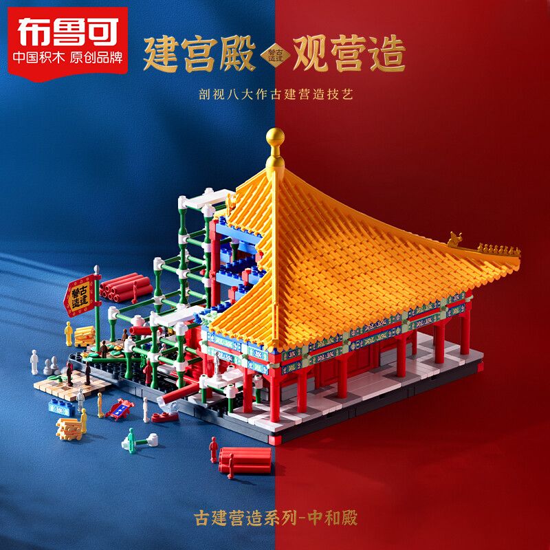 BLOKS 81421 non  CÔNG TRÌNH KIẾN ​​TRÚC CỔ ZHONGHE HALL tỷ lệ 1:75 bộ đồ chơi xếp lắp ráp ghép mô hình 1442 khối