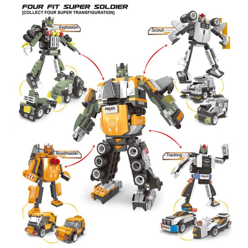 QIAO LE TONG TS30102 30102 non  THAY ĐỔI BIỆT ĐỘI SIÊU LÍNH bộ đồ chơi xếp lắp ráp ghép mô hình Creator Sáng Tạo