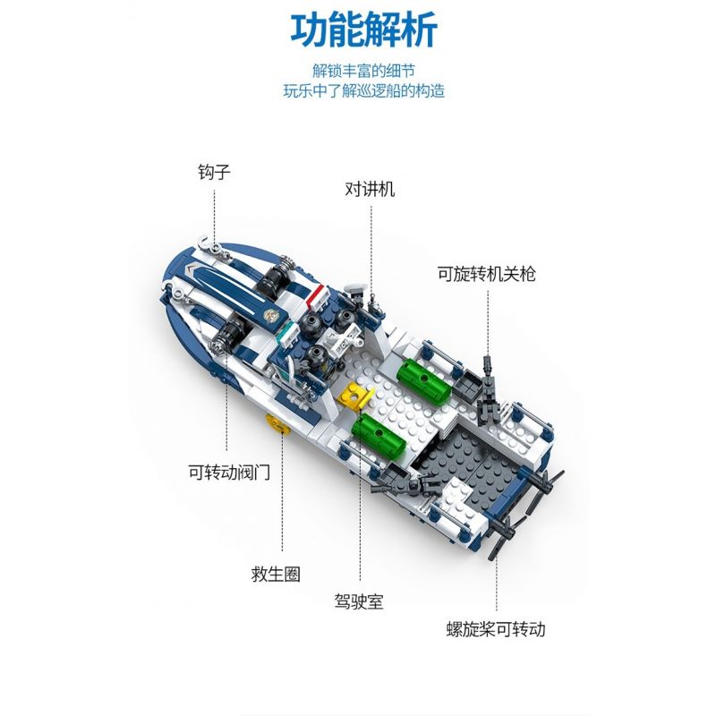 ZHI DELE DL-10003 10003 DL10003 non  TÀU TUẦN TRA CỦA CẢNH SÁT bộ đồ chơi xếp lắp ráp ghép mô hình POLICE 531 khối