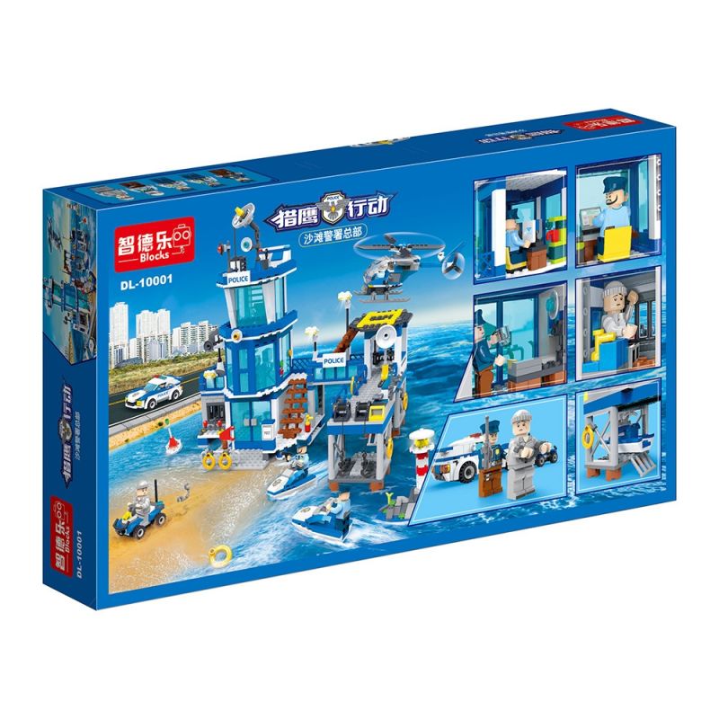ZHI DELE DL-10001 10001 DL10001 non  TRỤ SỞ CẢNH SÁT BÃI BIỂN bộ đồ chơi xếp lắp ráp ghép mô hình POLICE 796 khối