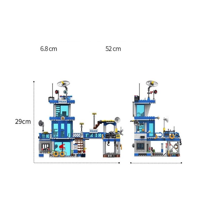 ZHI DELE DL-10001 10001 DL10001 non  TRỤ SỞ CẢNH SÁT BÃI BIỂN bộ đồ chơi xếp lắp ráp ghép mô hình POLICE 796 khối