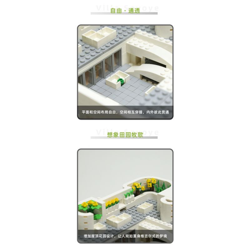 WANGE 5237 non  VILLA SAVOYE PARIS PHÁP bộ đồ chơi xếp lắp ráp ghép mô hình Creator VILLA SAVOYE PARIS FRANCE Sáng Tạo 1226 khối