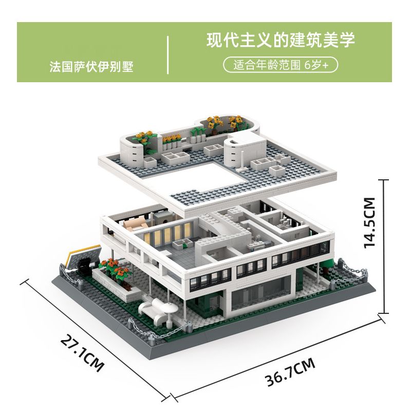 WANGE 5237 non  VILLA SAVOYE PARIS PHÁP bộ đồ chơi xếp lắp ráp ghép mô hình Creator VILLA SAVOYE PARIS FRANCE Sáng Tạo 1226 khối