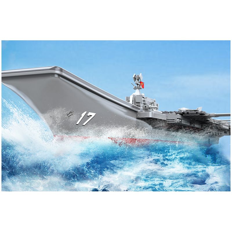 ZHI DELE DL-40016 40016 DL40016 non  TÀU SÂN BAY LOẠI 002 tỷ lệ 1:300 bộ đồ chơi xếp lắp ráp ghép mô hình CHINA AIRCRAFT CARRIER BATTLE GROUP 2555 khối