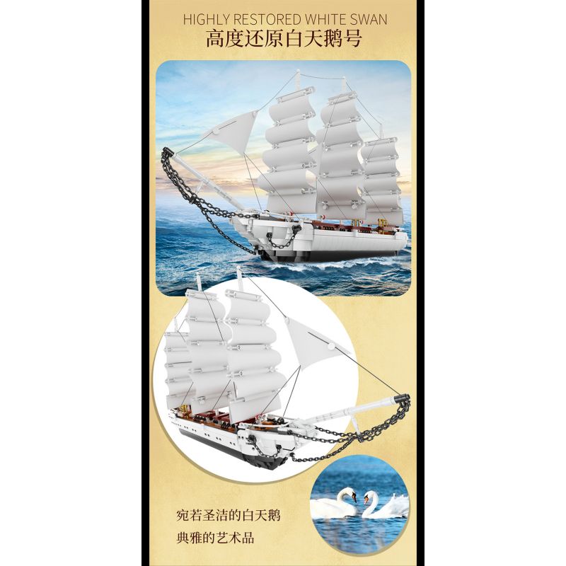 FORANGE FC6006 6006 non  THUYỀN BUỒM THIÊN NGA TRẮNG bộ đồ chơi xếp lắp ráp ghép mô hình Creator Expert WHITE SWAN Chuyên Gia Sáng Tạo 1672 khối