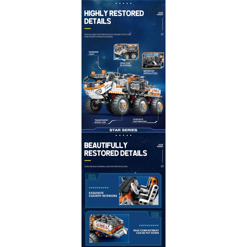 REOBRIX 99005 non  PHƯƠNG TIỆN VẬN CHUYỂN bộ đồ chơi xếp lắp ráp ghép mô hình  STAR REVENGE TRANSPORTER Kỹ Thuật Công Nghệ Cao Mô Hình Phương Tiện 1758 khối