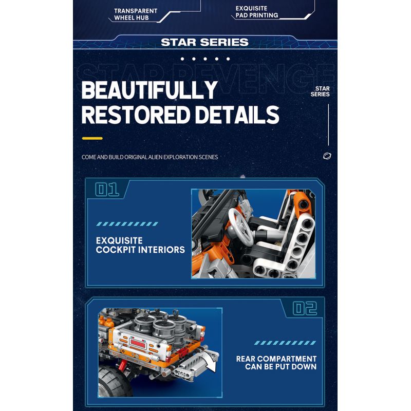 REOBRIX 99005 non  PHƯƠNG TIỆN VẬN CHUYỂN bộ đồ chơi xếp lắp ráp ghép mô hình  STAR REVENGE TRANSPORTER Kỹ Thuật Công Nghệ Cao Mô Hình Phương Tiện 1758 khối