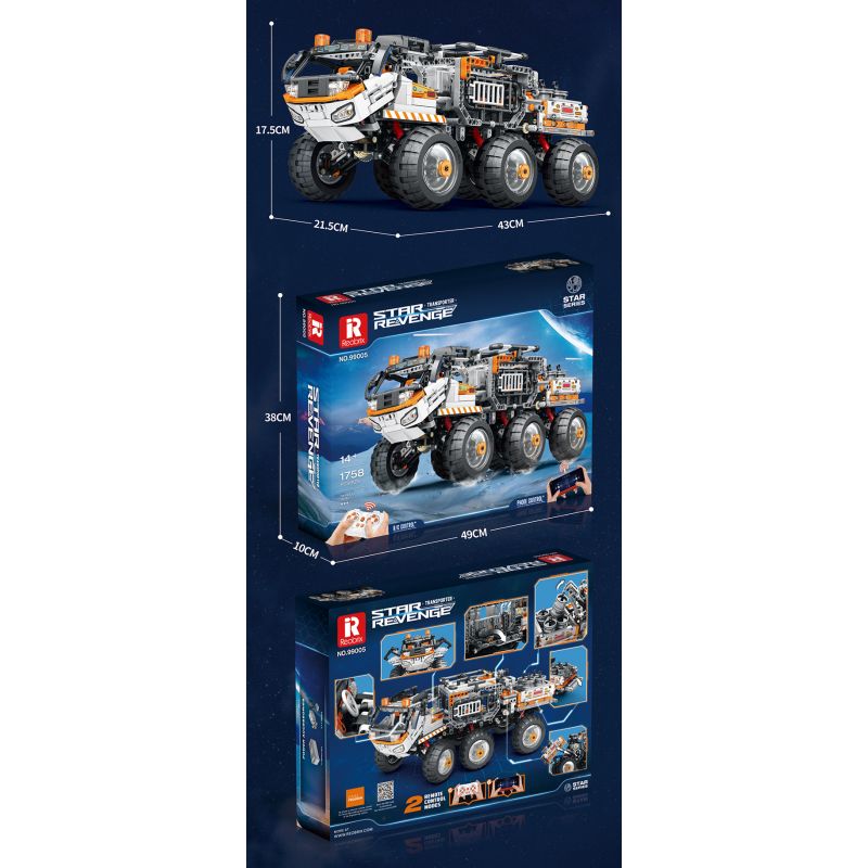 REOBRIX 99005 non  PHƯƠNG TIỆN VẬN CHUYỂN bộ đồ chơi xếp lắp ráp ghép mô hình  STAR REVENGE TRANSPORTER Kỹ Thuật Công Nghệ Cao Mô Hình Phương Tiện 1758 khối