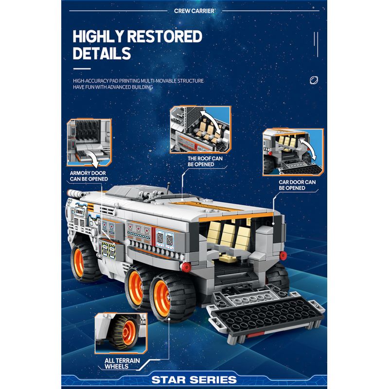 REOBRIX 99004 non  NGƯỜI CHỞ QUÂN bộ đồ chơi xếp lắp ráp ghép mô hình  STAR REVENGE CREW CARRIER Kỹ Thuật Công Nghệ Cao Mô Hình Phương Tiện 1298 khối