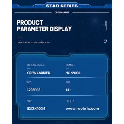 REOBRIX 99004 non  NGƯỜI CHỞ QUÂN bộ đồ chơi xếp lắp ráp ghép mô hình  STAR REVENGE CREW CARRIER Kỹ Thuật Công Nghệ Cao Mô Hình Phương Tiện 1298 khối
