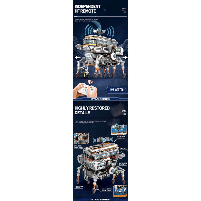 REOBRIX 99003 non  MÁY ĐI BỘ bộ đồ chơi xếp lắp ráp ghép mô hình  STAR REVENGE SCIENCE STATION Kỹ Thuật Công Nghệ Cao Mô Hình Phương Tiện 1378 khối