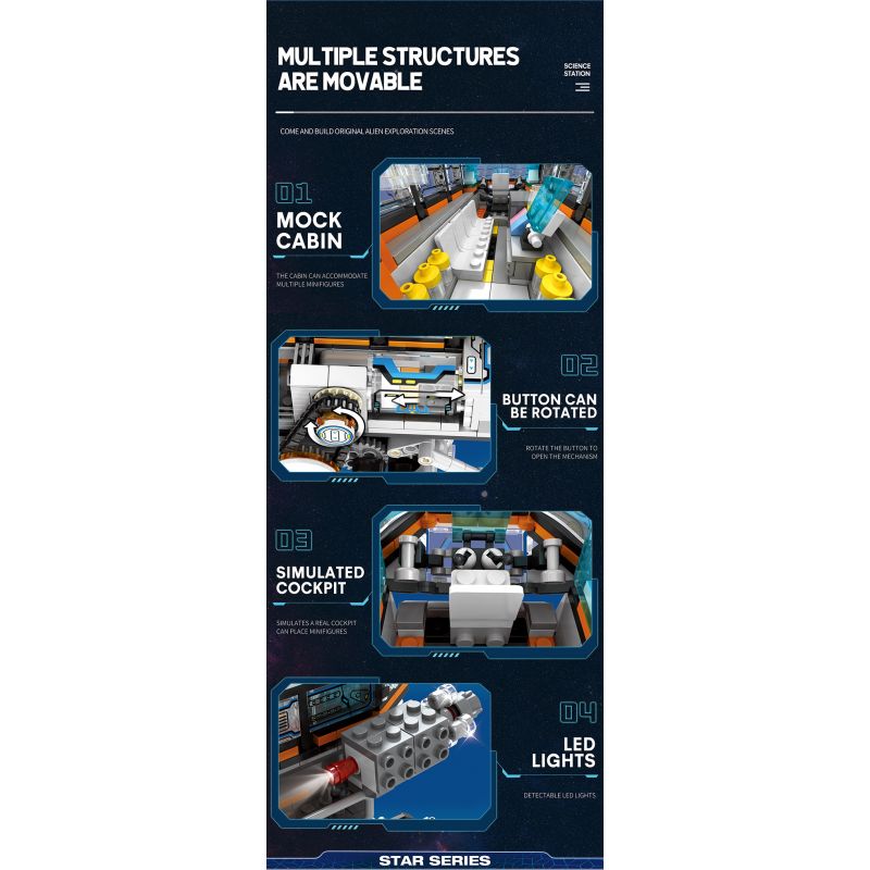 REOBRIX 99003 non  MÁY ĐI BỘ bộ đồ chơi xếp lắp ráp ghép mô hình  STAR REVENGE SCIENCE STATION Kỹ Thuật Công Nghệ Cao Mô Hình Phương Tiện 1378 khối