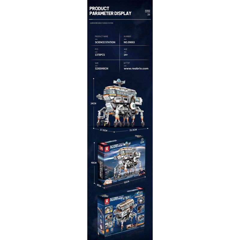 REOBRIX 99003 non  MÁY ĐI BỘ bộ đồ chơi xếp lắp ráp ghép mô hình  STAR REVENGE SCIENCE STATION Kỹ Thuật Công Nghệ Cao Mô Hình Phương Tiện 1378 khối