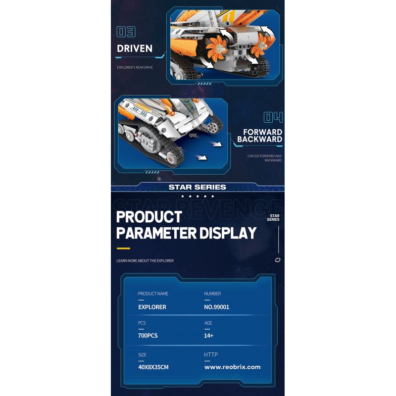 REOBRIX 99001 non  Ô TÔ HÀNG KHÔNG bộ đồ chơi xếp lắp ráp ghép mô hình  STAR REVENGE EXPLORER Kỹ Thuật Công Nghệ Cao Mô Hình Phương Tiện 700 khối