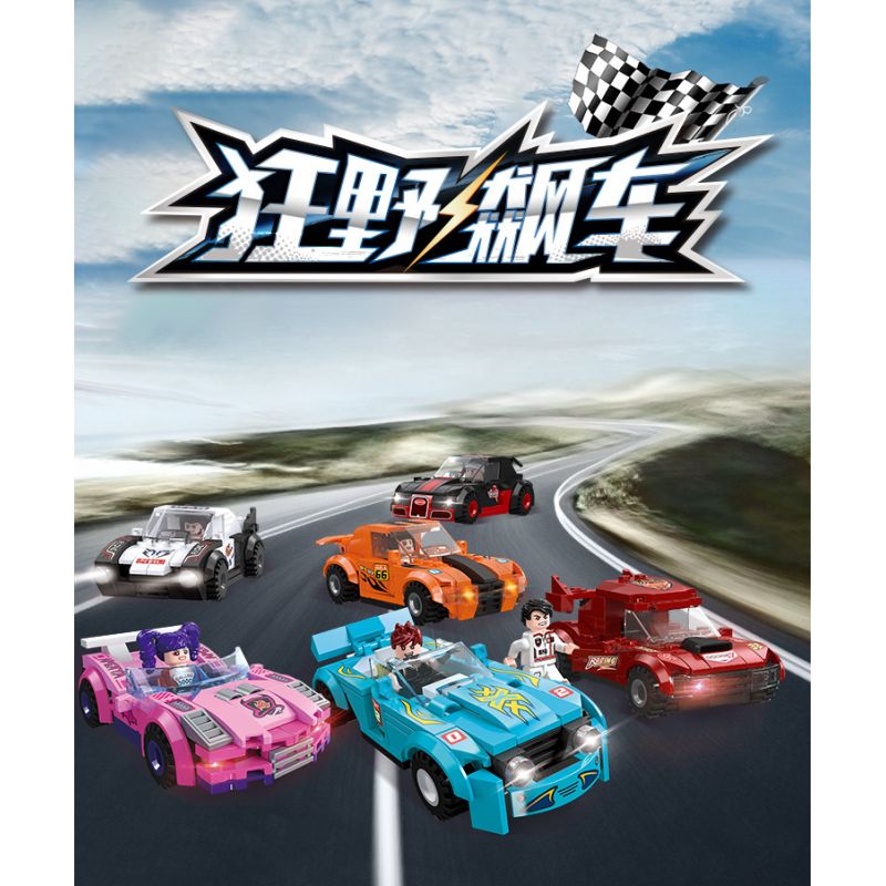 JIESTAR 92500 non  NHỰA ĐƯỜNG 6 MÔ HÌNH bộ đồ chơi xếp lắp ráp ghép mô hình Racers Đua Tốc Độ 666 khối