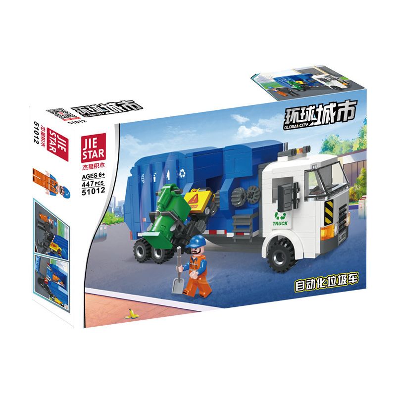 JIESTAR 51012 non Lego XE RÁC TỰ ĐỘNG bộ đồ chơi xếp lắp ráp ghép mô hình City GLOBAL CITY Thành Phố 447 khối