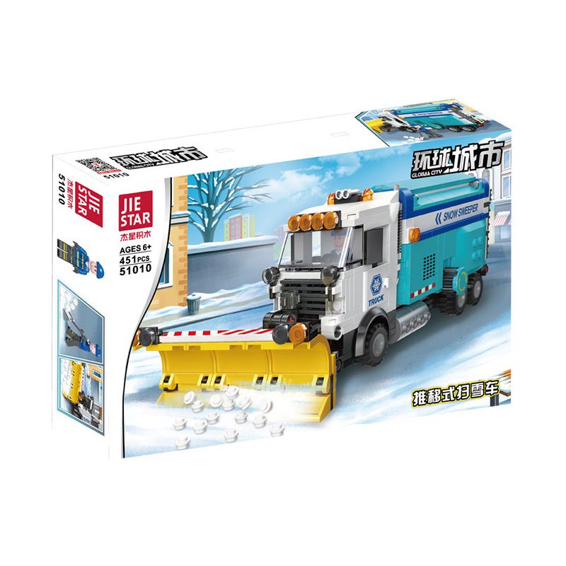 JIESTAR 51010 non  ĐẨY TUYẾT CÀY bộ đồ chơi xếp lắp ráp ghép mô hình City Thành Phố 451 khối