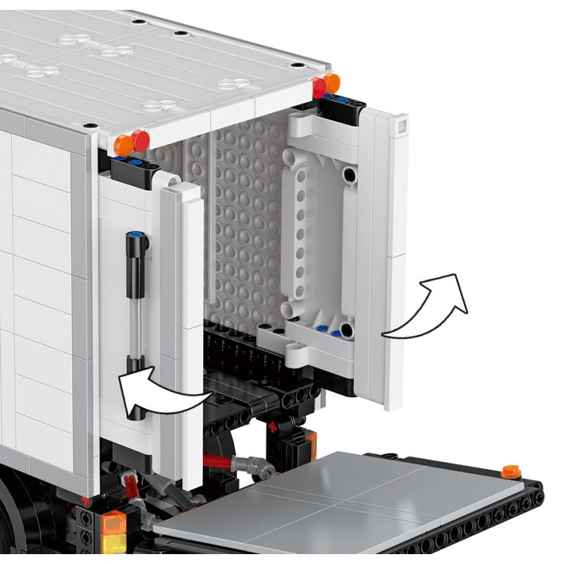 HAPPY BUILD SHINEYU XINYU YC-22010 22010 YC22010 non  XE TẢI CỔNG SAU tỷ lệ 1:17 bộ đồ chơi xếp lắp ráp ghép mô hình Build Team MEDIUM TRUCK WITH TAIL LIFT Đội Xây Dựng 1755 khối