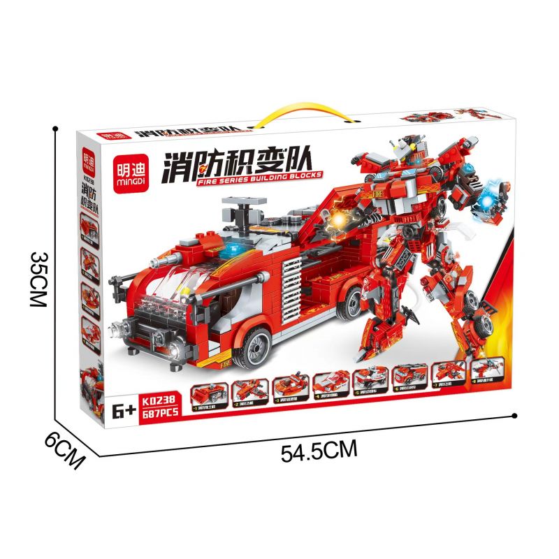 MINGDI K0238 0238 non Lego ĐỘI CHỮA CHÁY bộ đồ chơi xếp lắp ráp ghép mô hình Fire Rescure Cứu Hỏa 687 khối