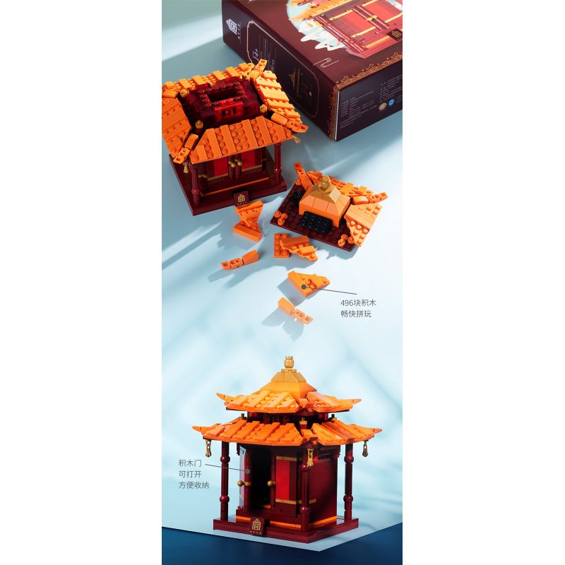 HAPPY BUILD SHINEYU XINYU YC-31002 31002 YC31002 non  ĐÁNH DẤU PHONG CÁCH GIAN HÀNG MÀU ĐỎ bộ đồ chơi xếp lắp ráp ghép mô hình Forbidden City Stationery Văn Phòng Phẩm Tử Cấm Thành 496 khối