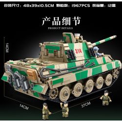 PanlosBrick 632017 Panlos Brick 632017 non  XE TĂNG BỌC THÉP HẠNG NẶNG TIGER bộ đồ chơi xếp lắp ráp ghép mô hình Military Army JAGDTIGER Quân Sự Bộ Đội 1967 khối