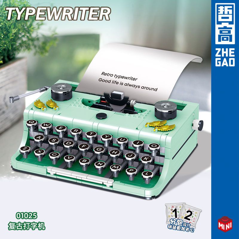 ZHEGAO 01025 non Lego MÁY ĐÁNH CHỮ CỔ ĐIỂN bộ đồ chơi xếp lắp ráp ghép mô hình Creator RETRO TYPEWRITER Sáng Tạo 820 khối