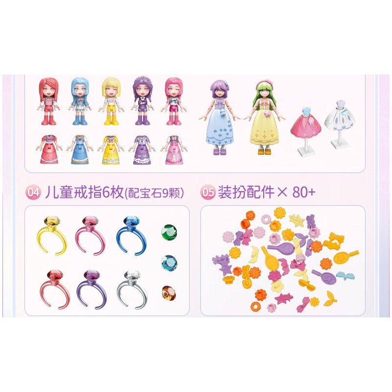 Enlighten 34015 Qman 34015 non  CRYSTAL GIRL HỘP QUÀ PHA LÊ SANG TRỌNG bộ đồ chơi xếp lắp ráp ghép mô hình UNA Con Gái 671 khối