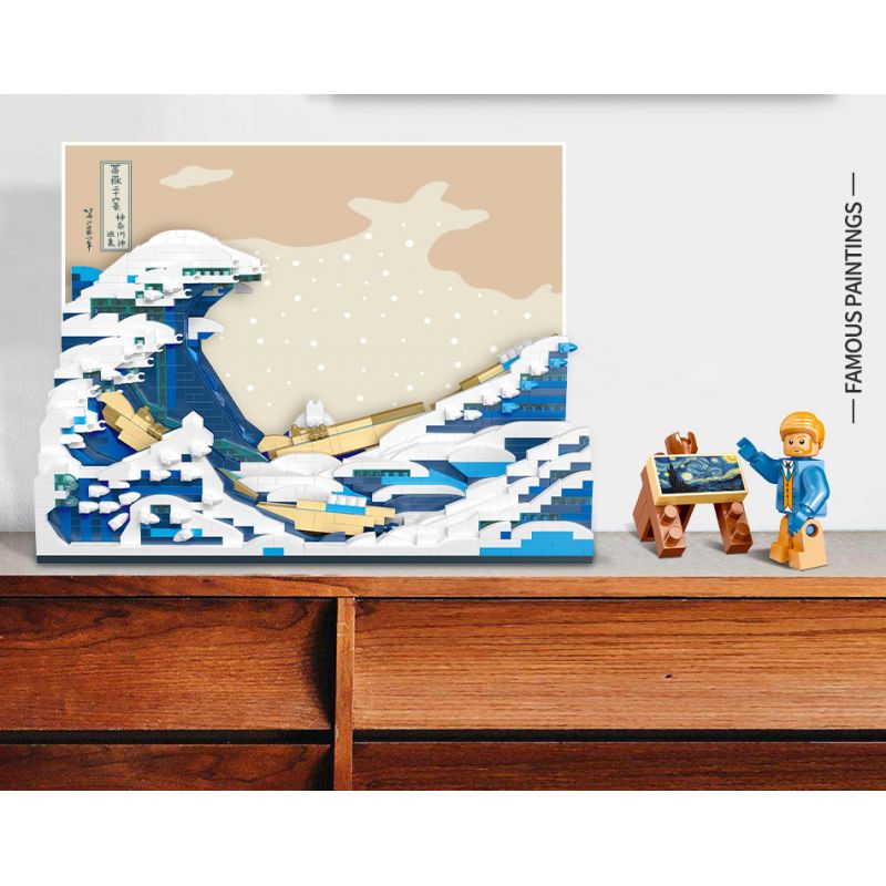 MOYU BLOCK MY97043 97043 non  LƯỚT SÓNG KANAGAWA bộ đồ chơi xếp lắp ráp ghép mô hình Arts & Crafts THE GREAT WAVE OFF KANAGAWA 2296 khối