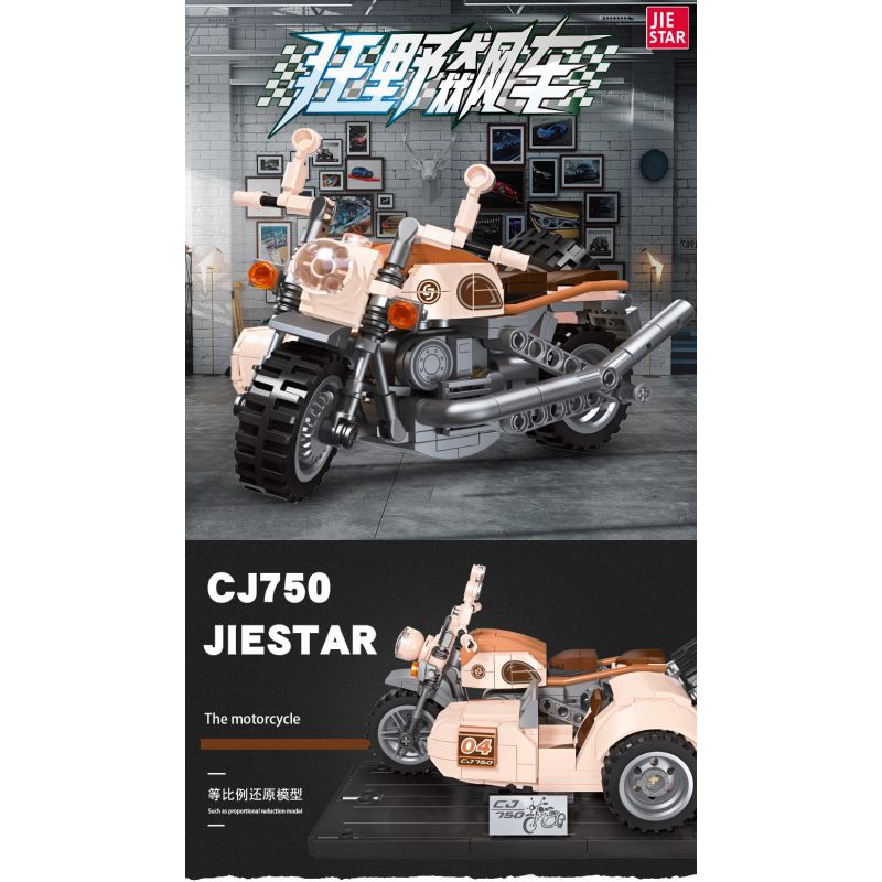 JIESTAR 92304 non  XE MÁY TRƯỜNG GIANG 750 bộ đồ chơi xếp lắp ráp ghép mô hình CJ 750 361 khối