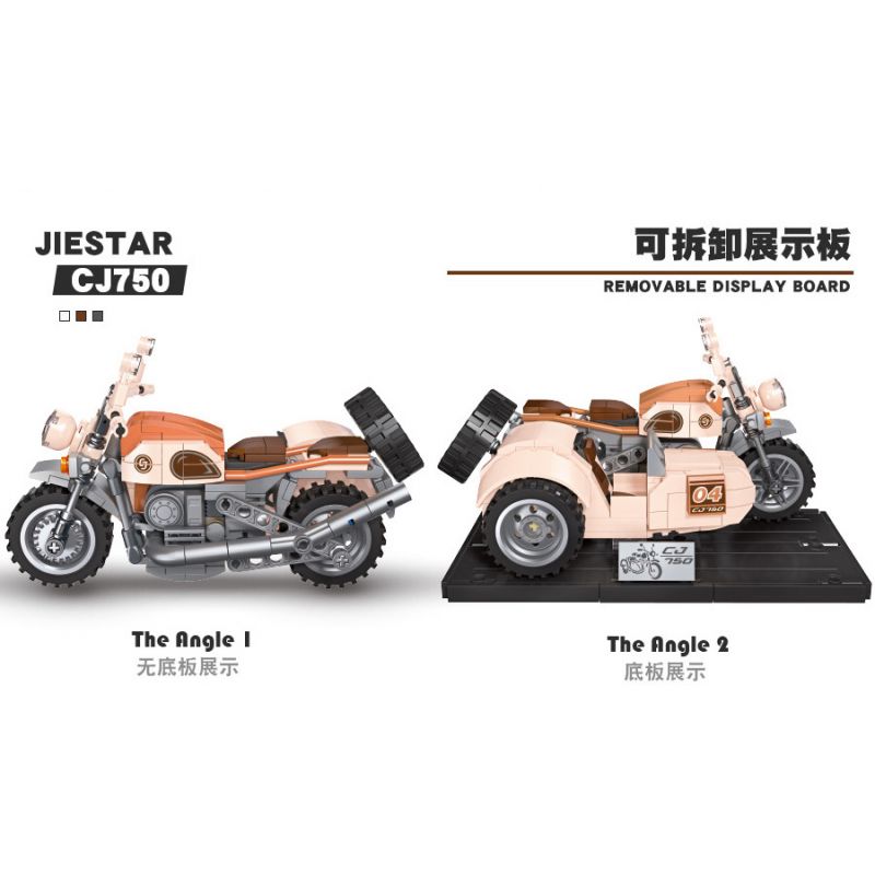 JIESTAR 92304 non  XE MÁY TRƯỜNG GIANG 750 bộ đồ chơi xếp lắp ráp ghép mô hình CJ 750 361 khối