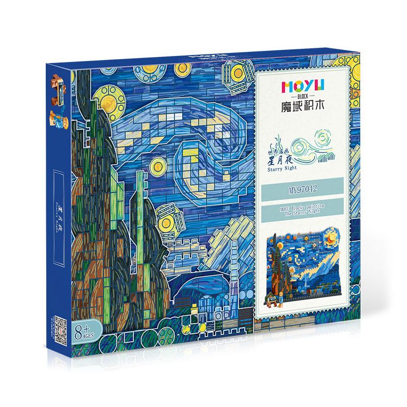 MOYU BLOCK MY92042 92042 MY97042 97042 non  TRANH 3D ĐÊM ĐẦY SAO bộ đồ chơi xếp lắp ráp ghép mô hình Arts & Crafts THE STARRY NIGHT 1858 khối