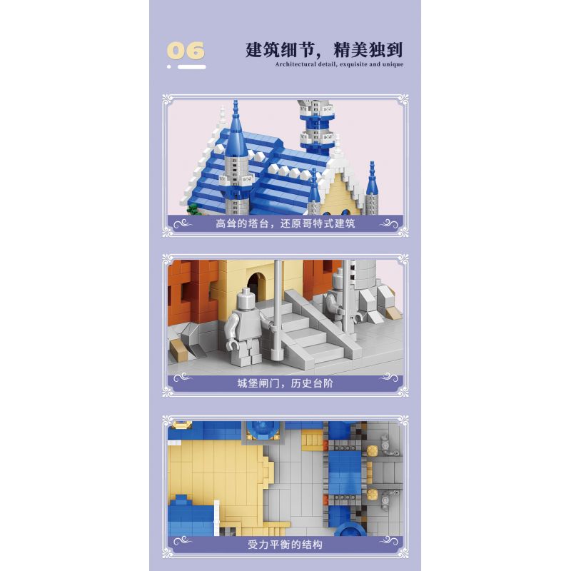 MOYU BLOCK MY92041 92041 non  LÂU ĐÀI NEUSCHWANSTEIN bộ đồ chơi xếp lắp ráp ghép mô hình Buildings NEUSCHWANSTEIN CASTLE 3948 khối